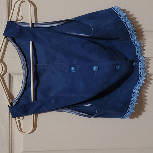 Blue vintage velvet vest - Picture 2 of 6